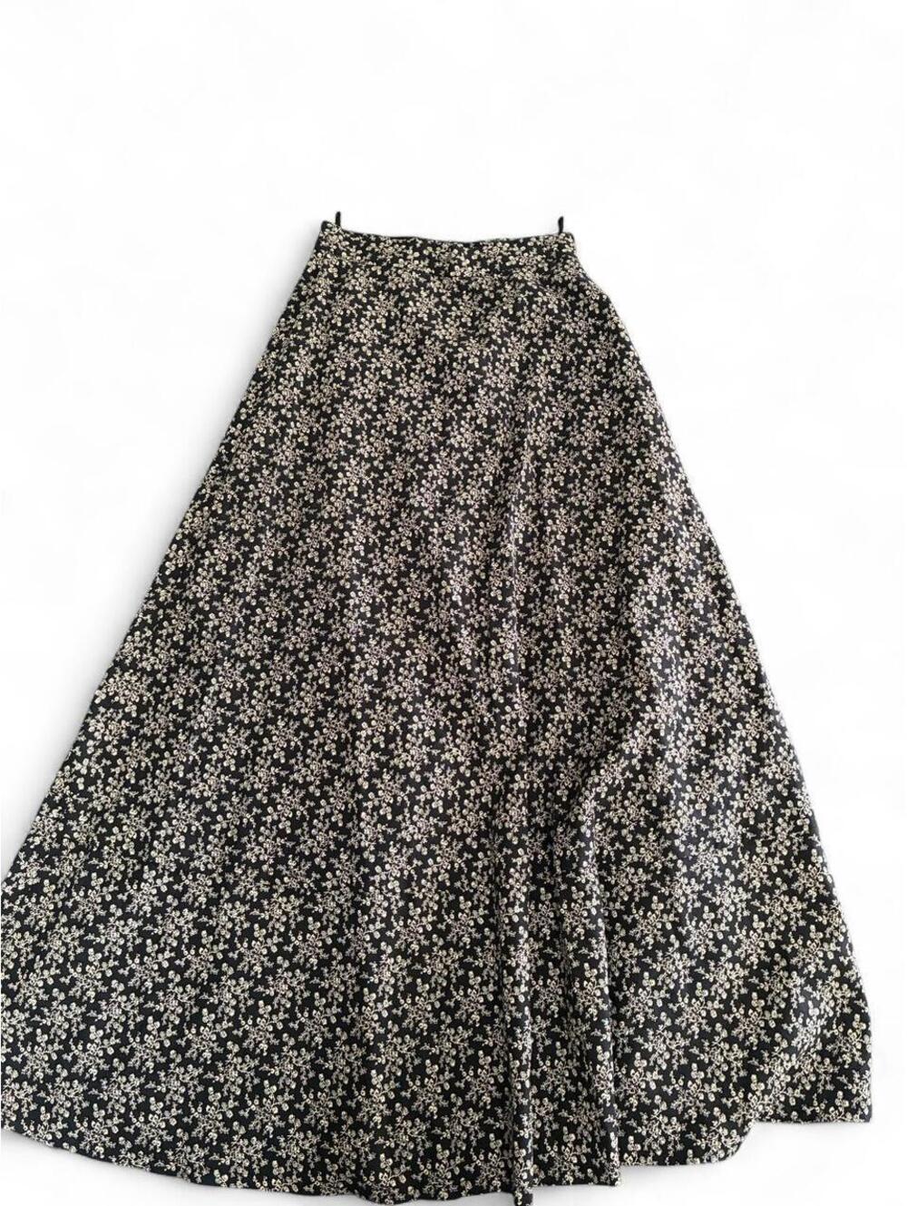 Martunique London Women's Black Floral Cotton Skirt with Acetate Lining, Waist